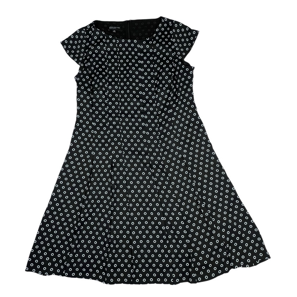 JONES NEW YORK Black White Polka Dot Short Sleeve Dress Women's Size 14W